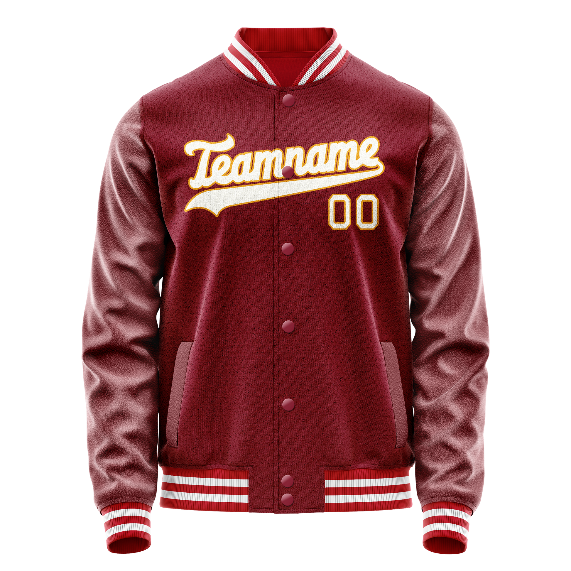 Custom Crimson White Solid Color Varsity Letterman Jacket JA02240617KZ522