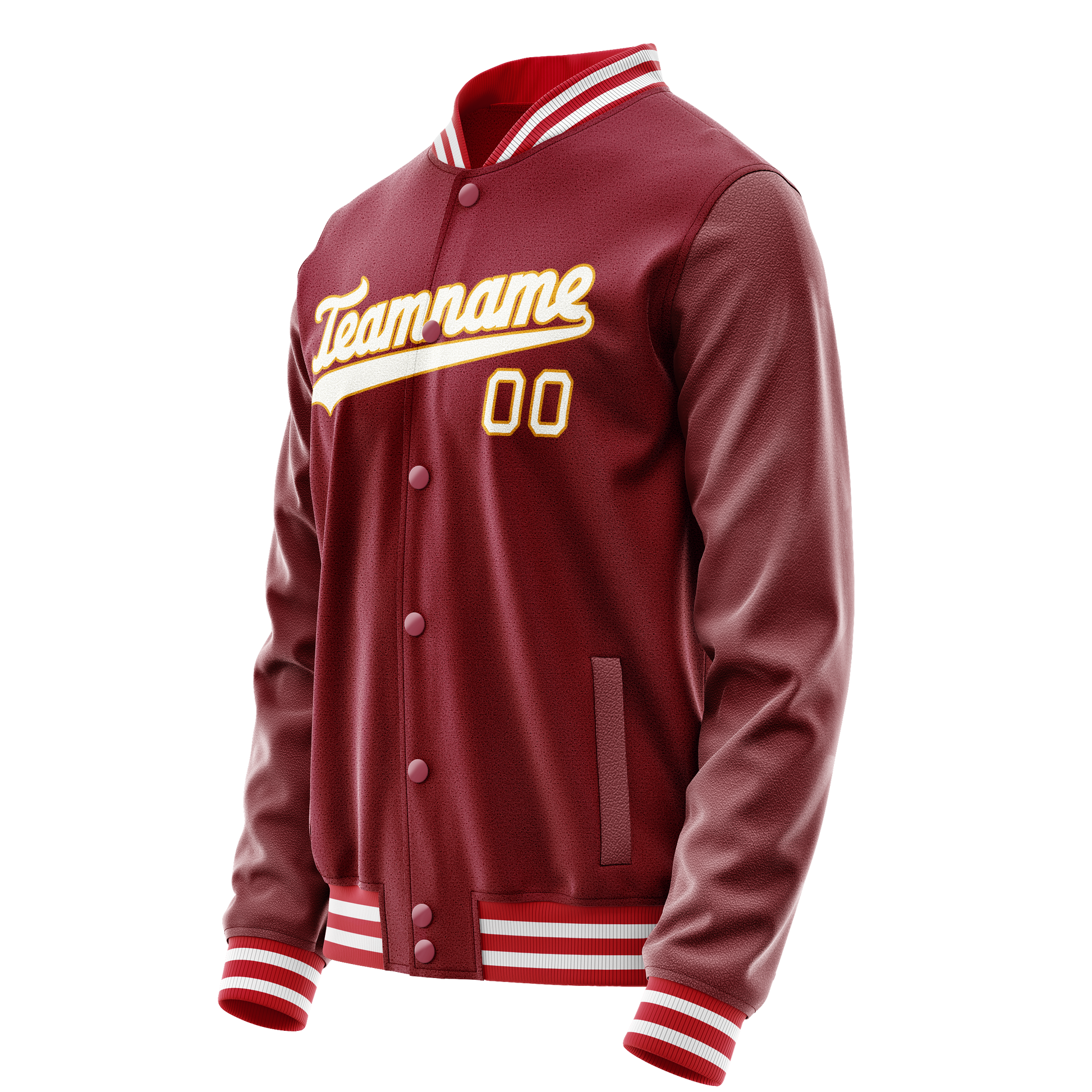 Custom Crimson White Solid Color Varsity Letterman Jacket JA02240617KZ522
