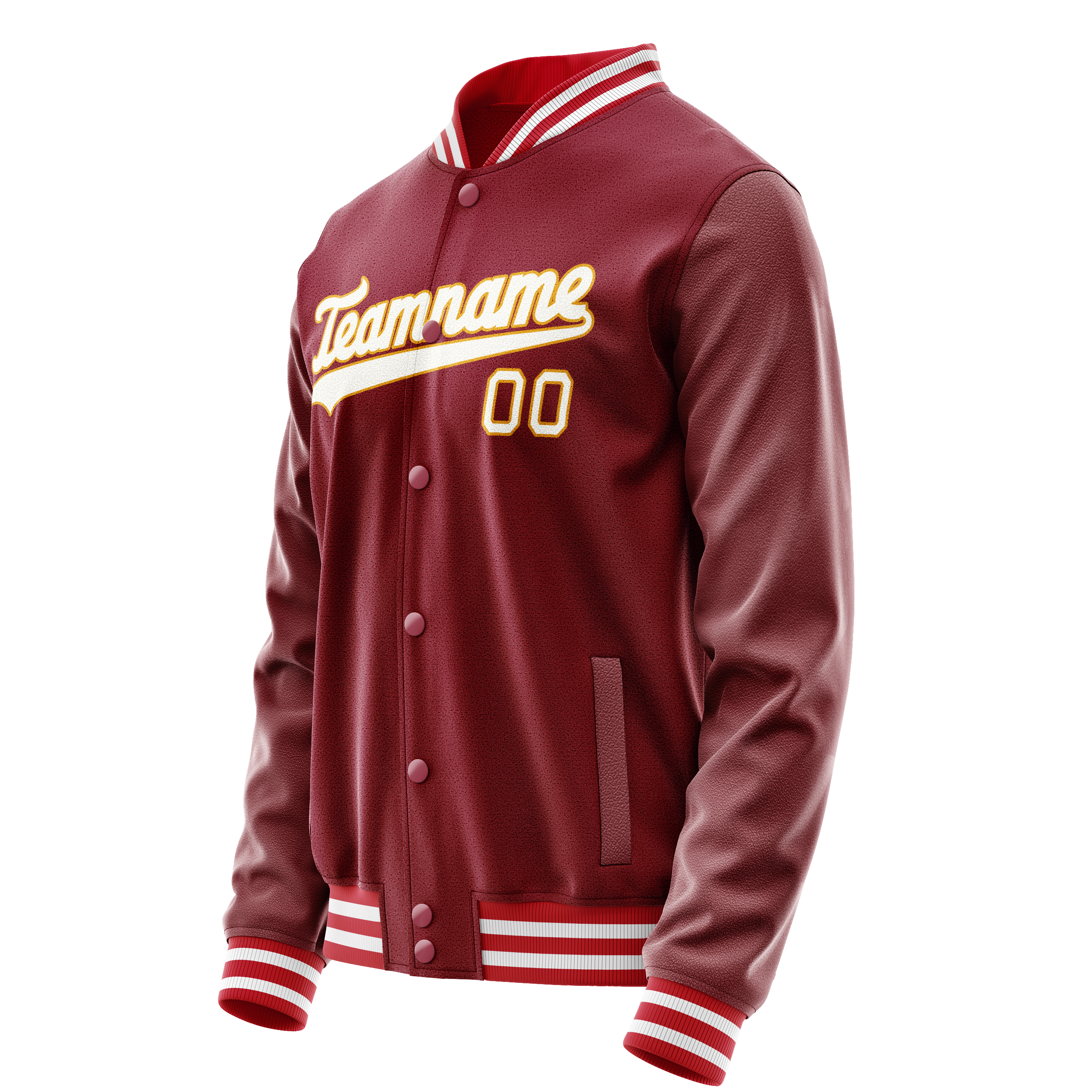Custom Crimson White Solid Color Varsity Letterman Jacket JA02240617KZ522