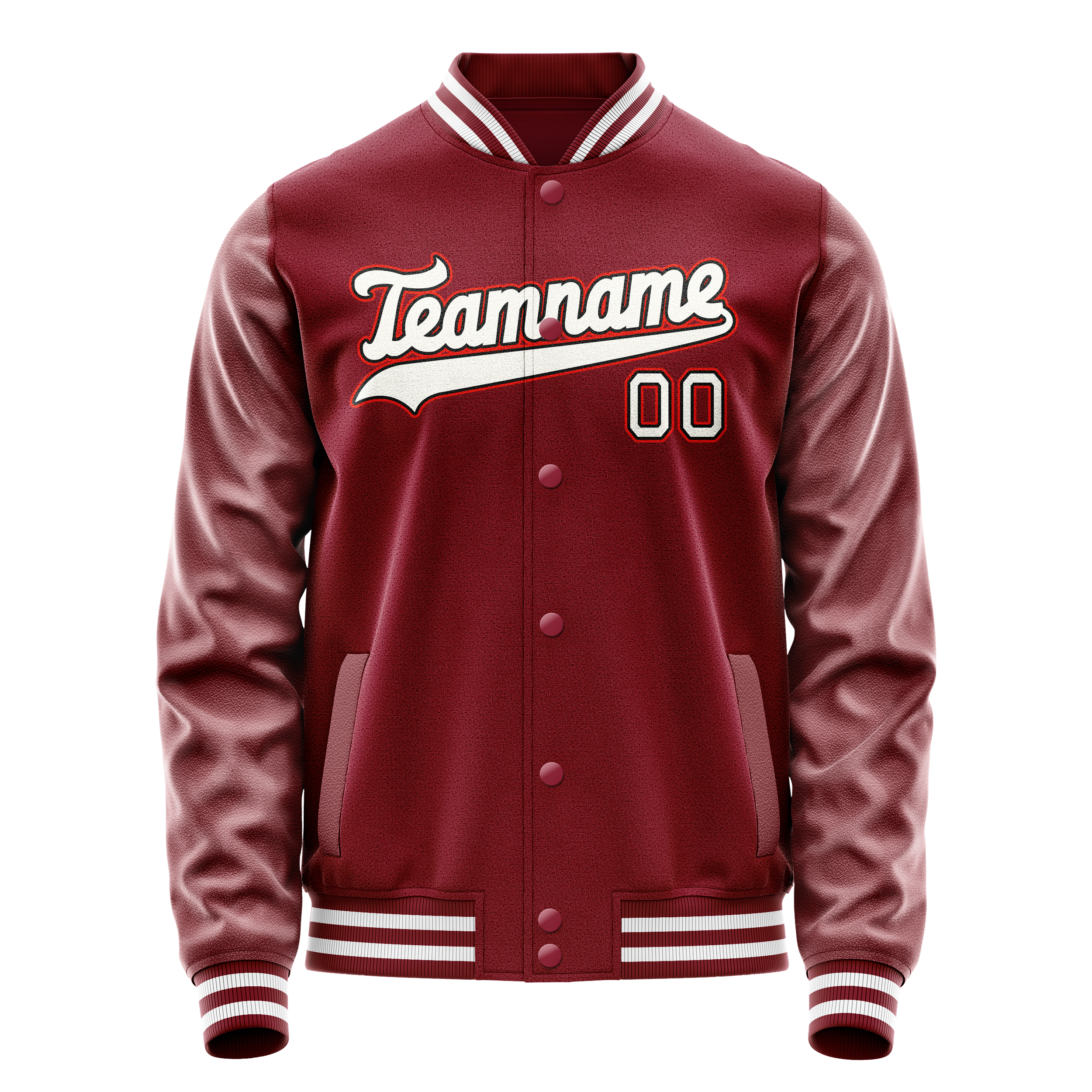 Custom Crimson White Solid Color Varsity Letterman Jacket JA02240617KZ512