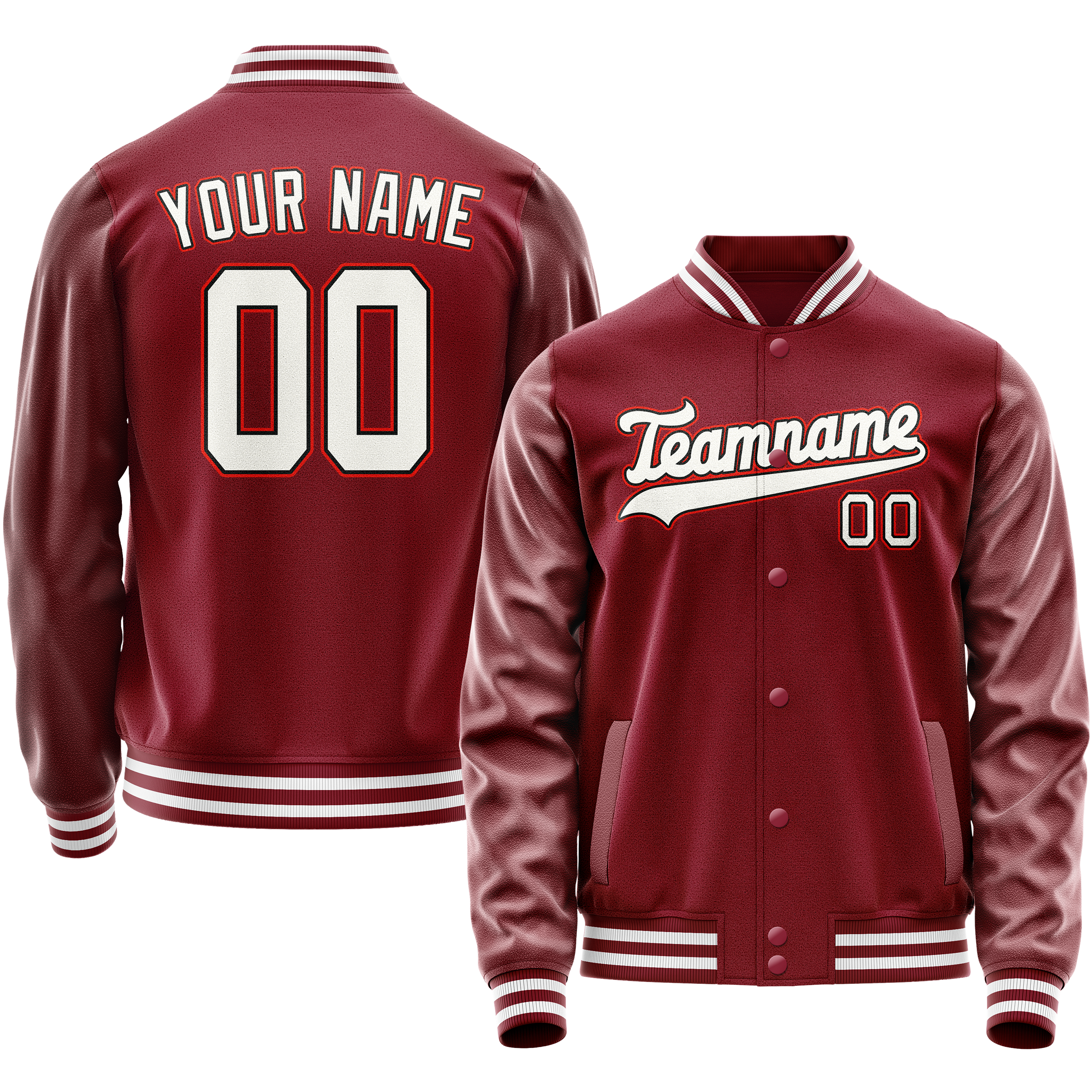 Custom Crimson White Solid Color Varsity Letterman Jacket JA02240617KZ512