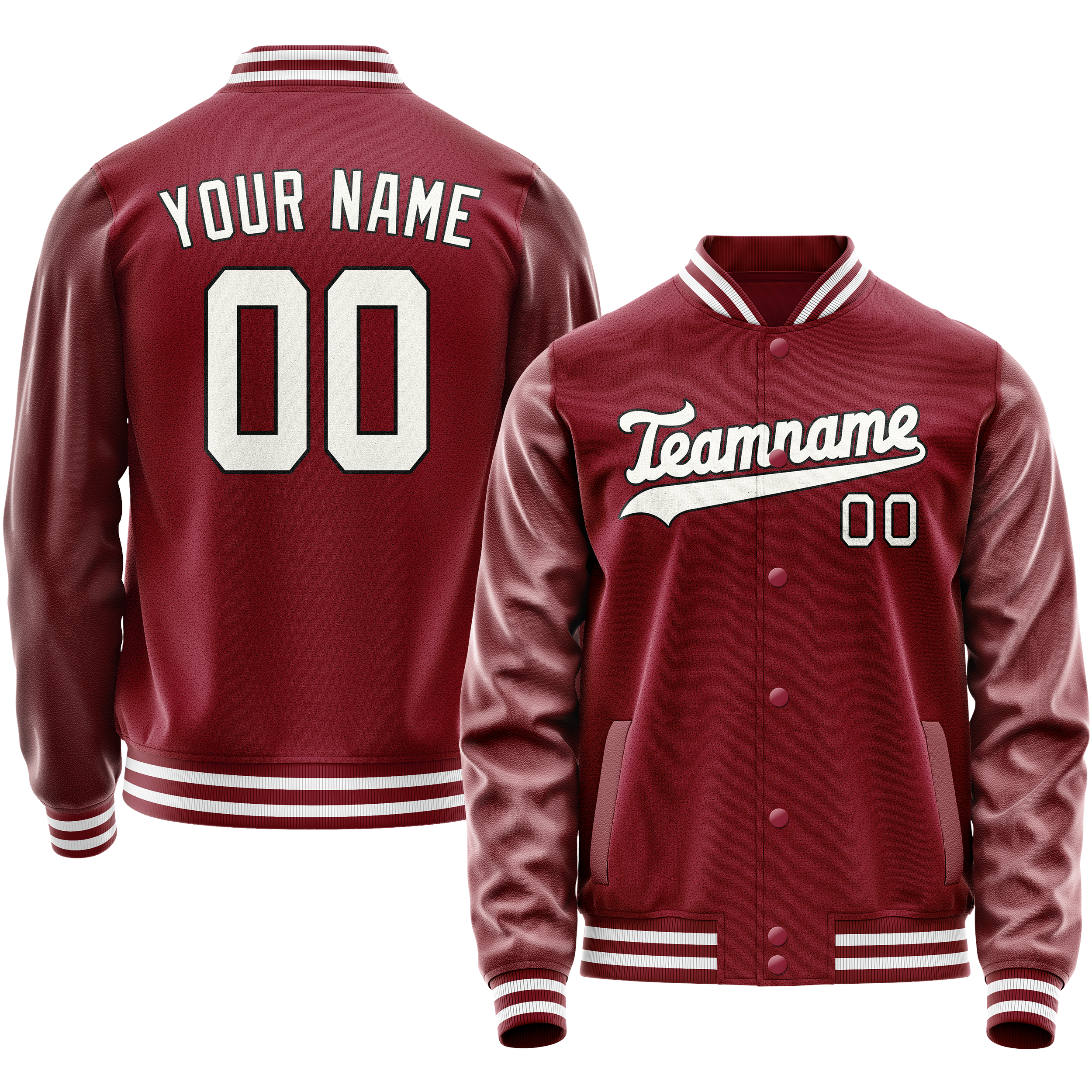 Custom Crimson White Solid Color Varsity Letterman Jacket JA02240617KZ509
