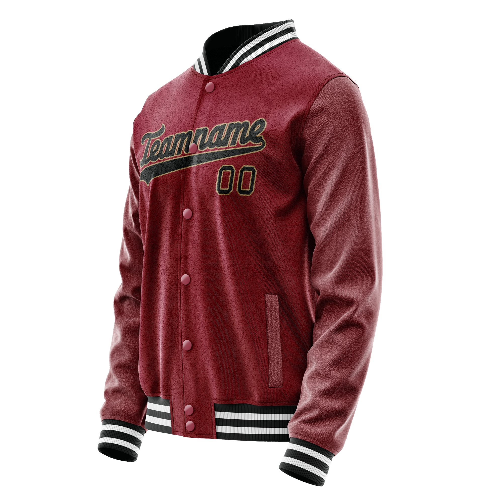 Custom Crimson Black Solid Color Varsity Letterman Jacket JA02240617KZ507