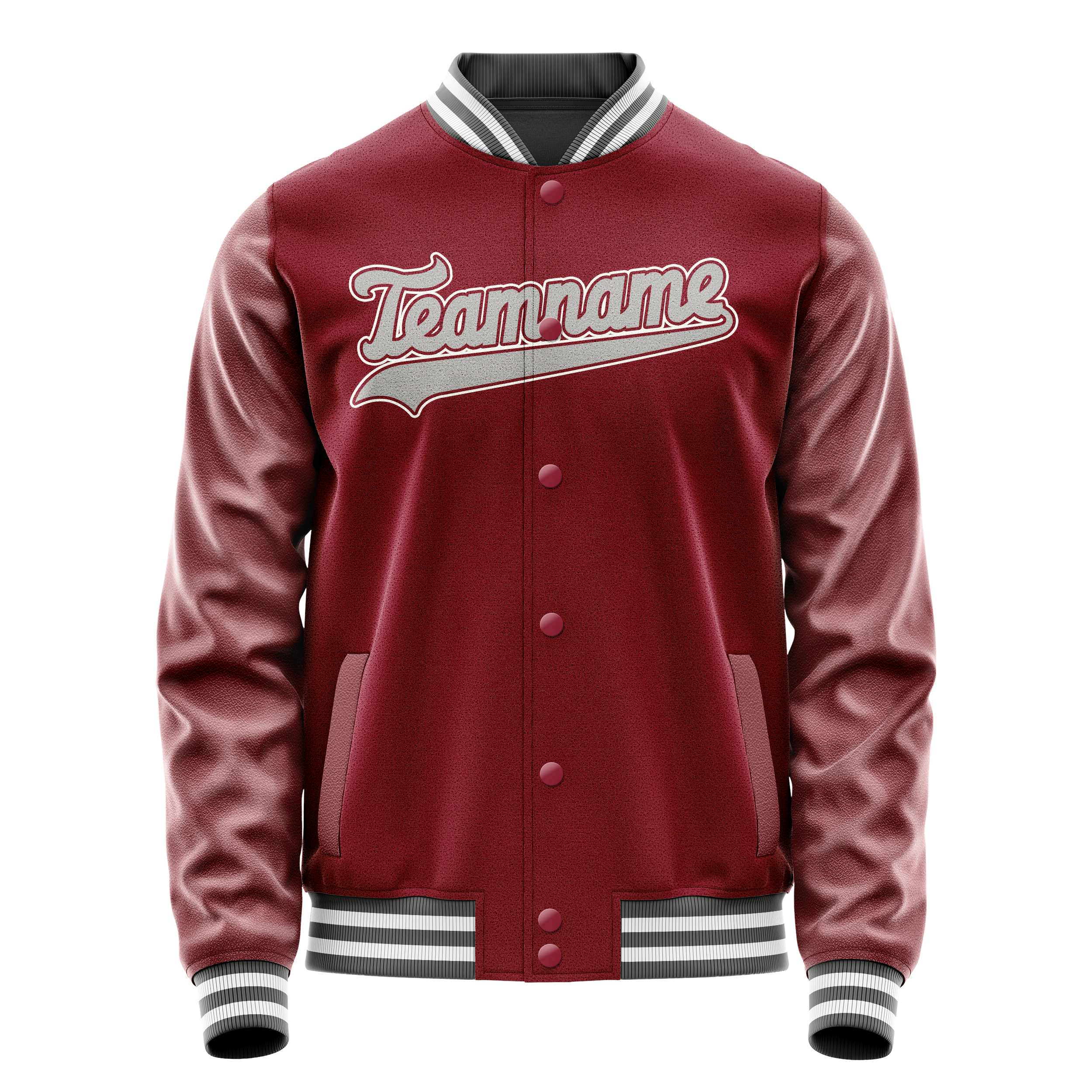 Custom Crimson Gray Solid Color Varsity Letterman Jacket JA02240617KZ529