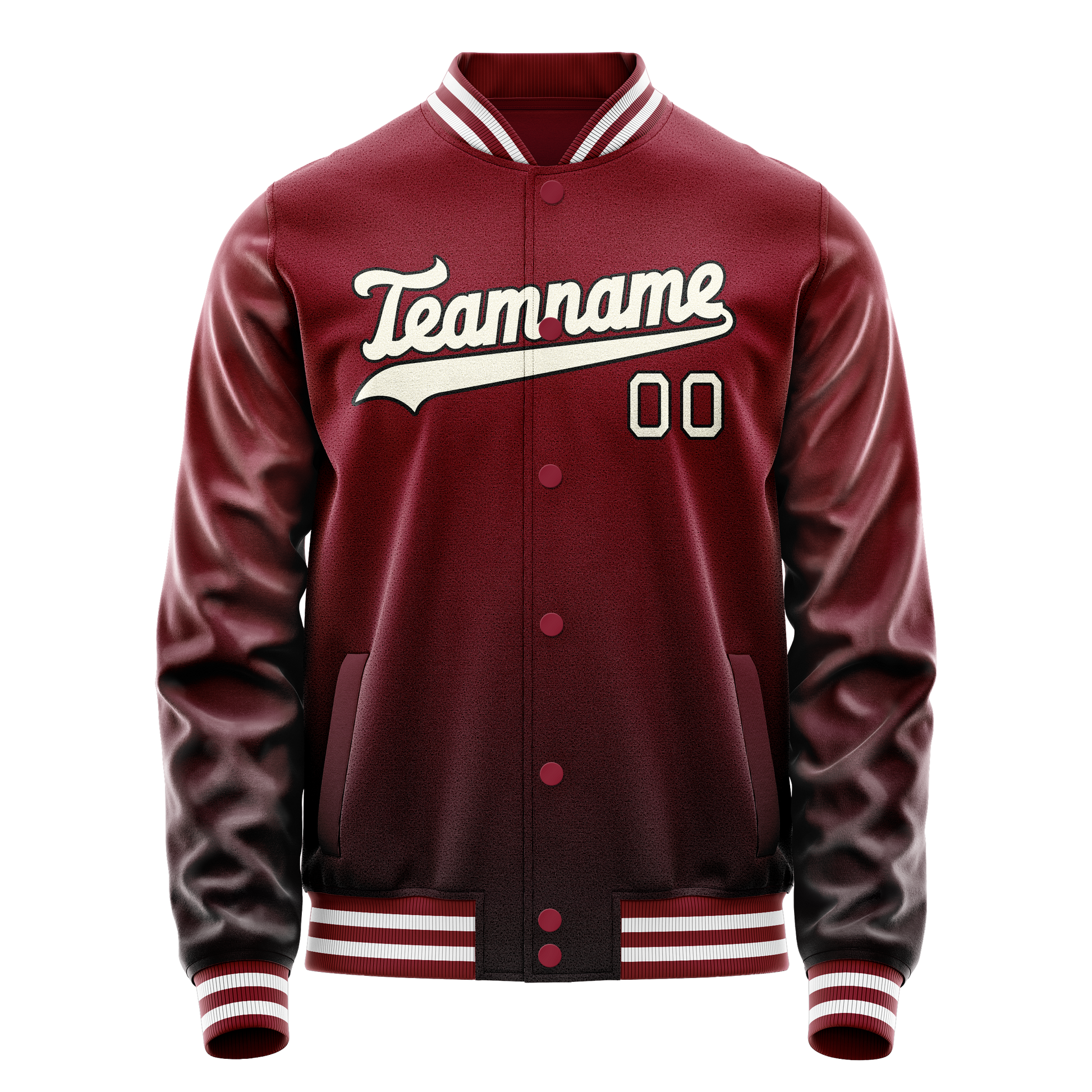 Custom Crimson Cream Solid Color Varsity Letterman Jacket JA02240617KZ510