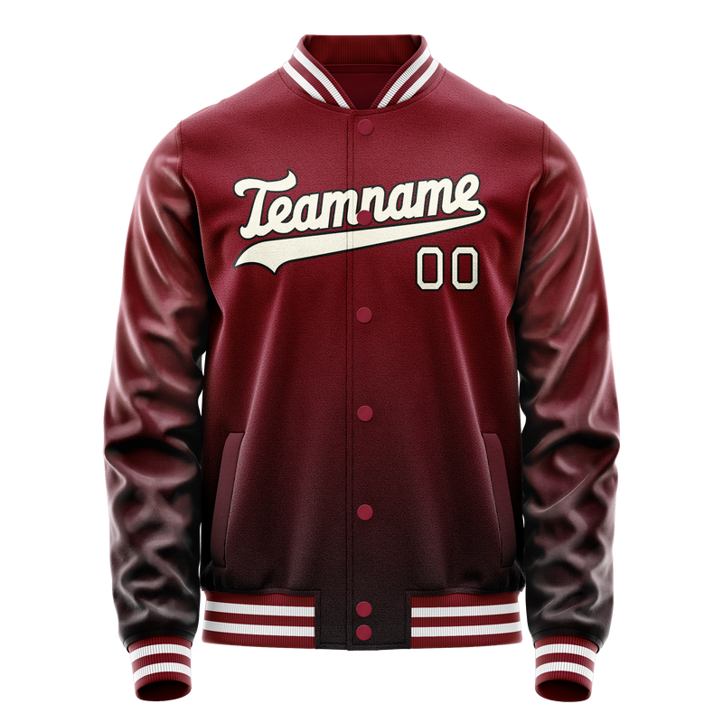 Custom Crimson Cream Solid Color Varsity Letterman Jacket JA02240617KZ510