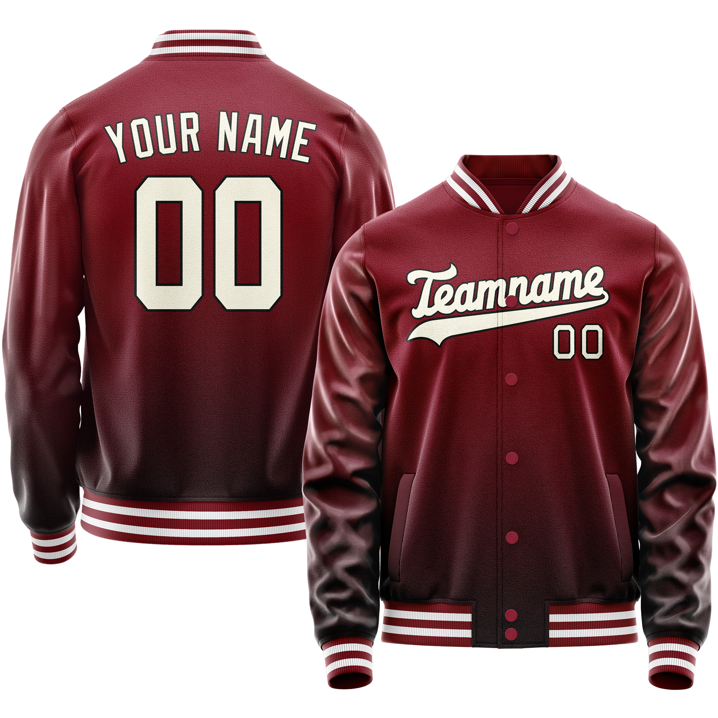 Custom Crimson Cream Solid Color Varsity Letterman Jacket JA02240617KZ510