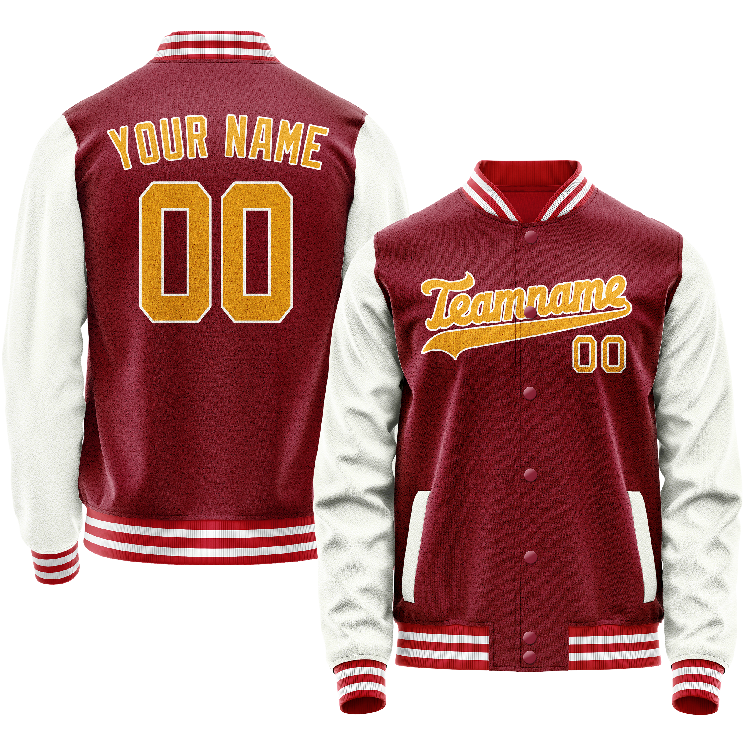 Custom Crimson White Solid Color Varsity Letterman Jacket JA02240617KZ527