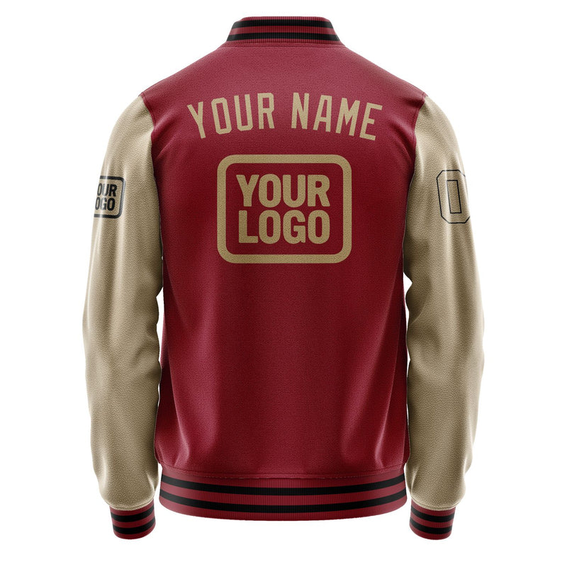 Custom Crimson Red Light Khaki Jacket JA151525151717252517
