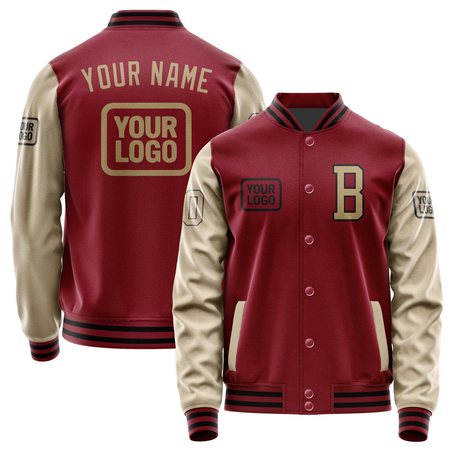 Custom Crimson Red Light Khaki Jacket JA151525151717252517
