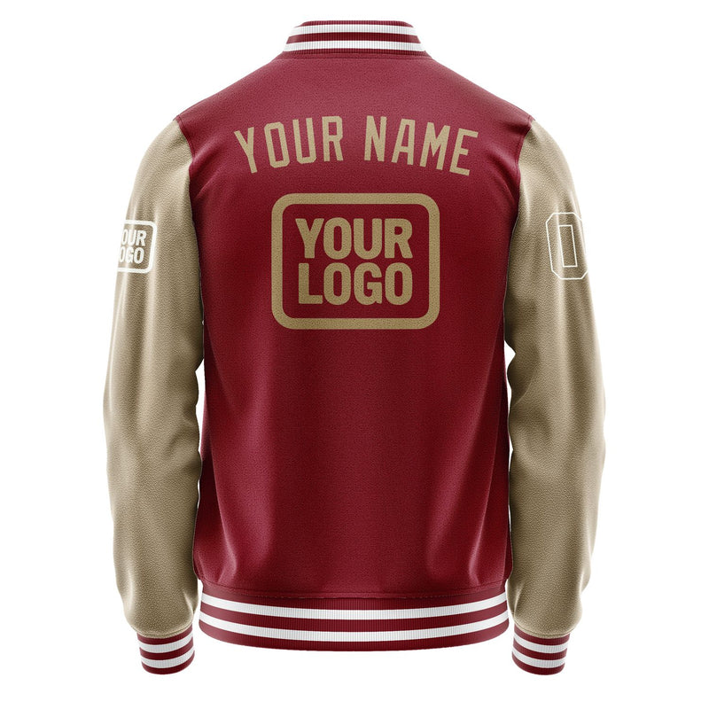 Custom Crimson Red Light Khaki Jacket JA151525151818252518