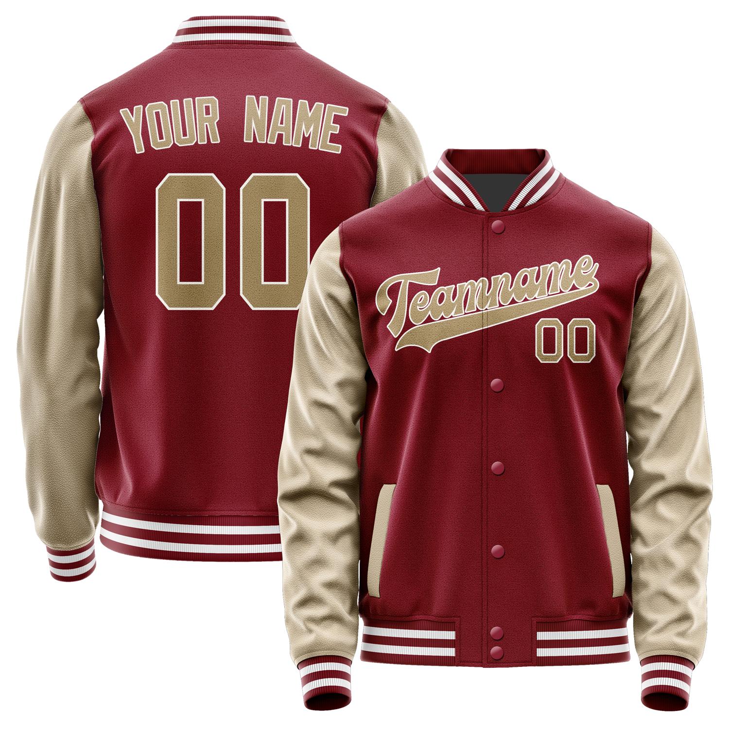 Custom Crimson Red Light Khaki Jacket JA1515251518B31825