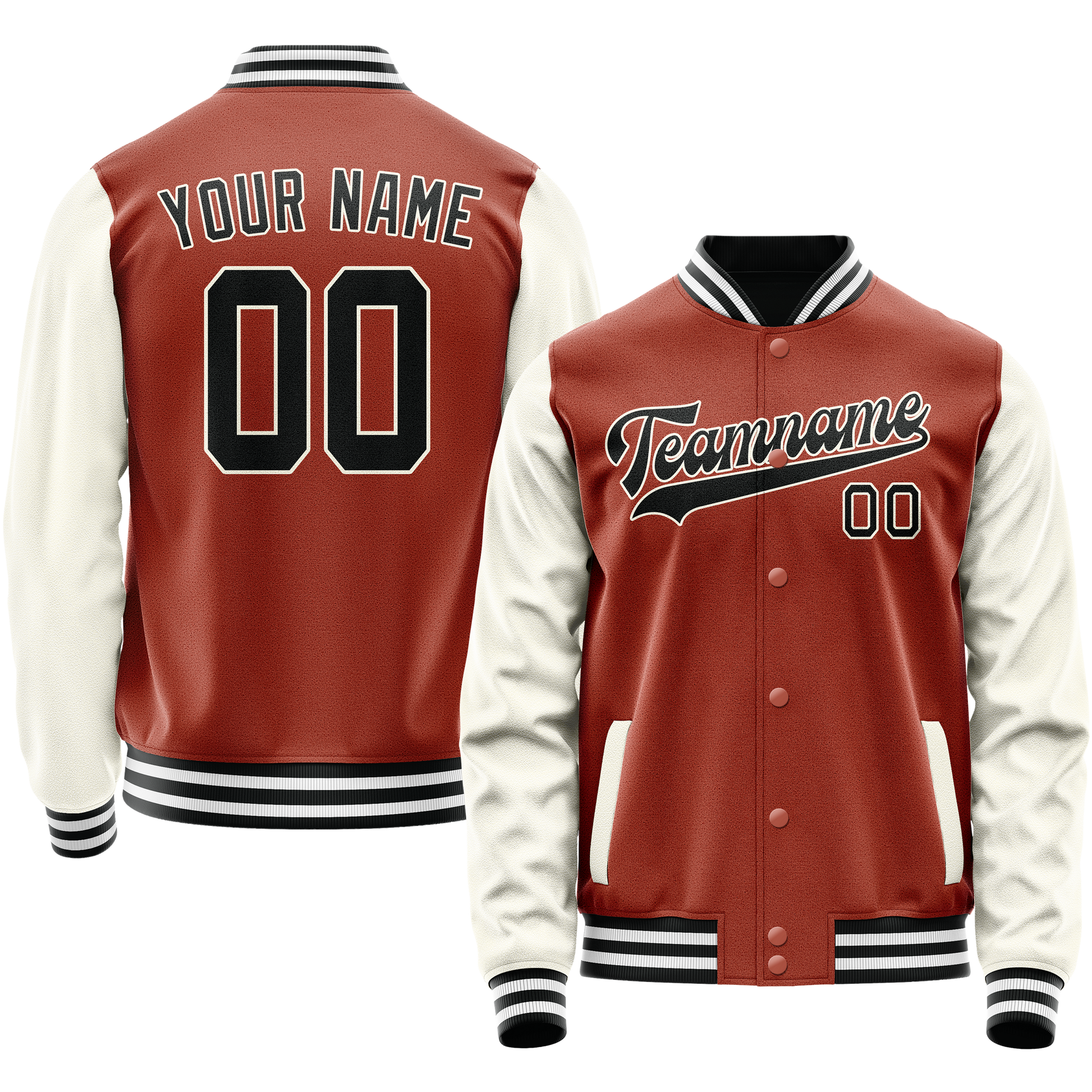 Custom Texas-Orange Cream Solid Color Varsity Letterman Jacket JA02240617JG442