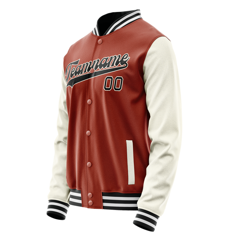 Custom Texas-Orange Cream Solid Color Varsity Letterman Jacket JA02240617JG442