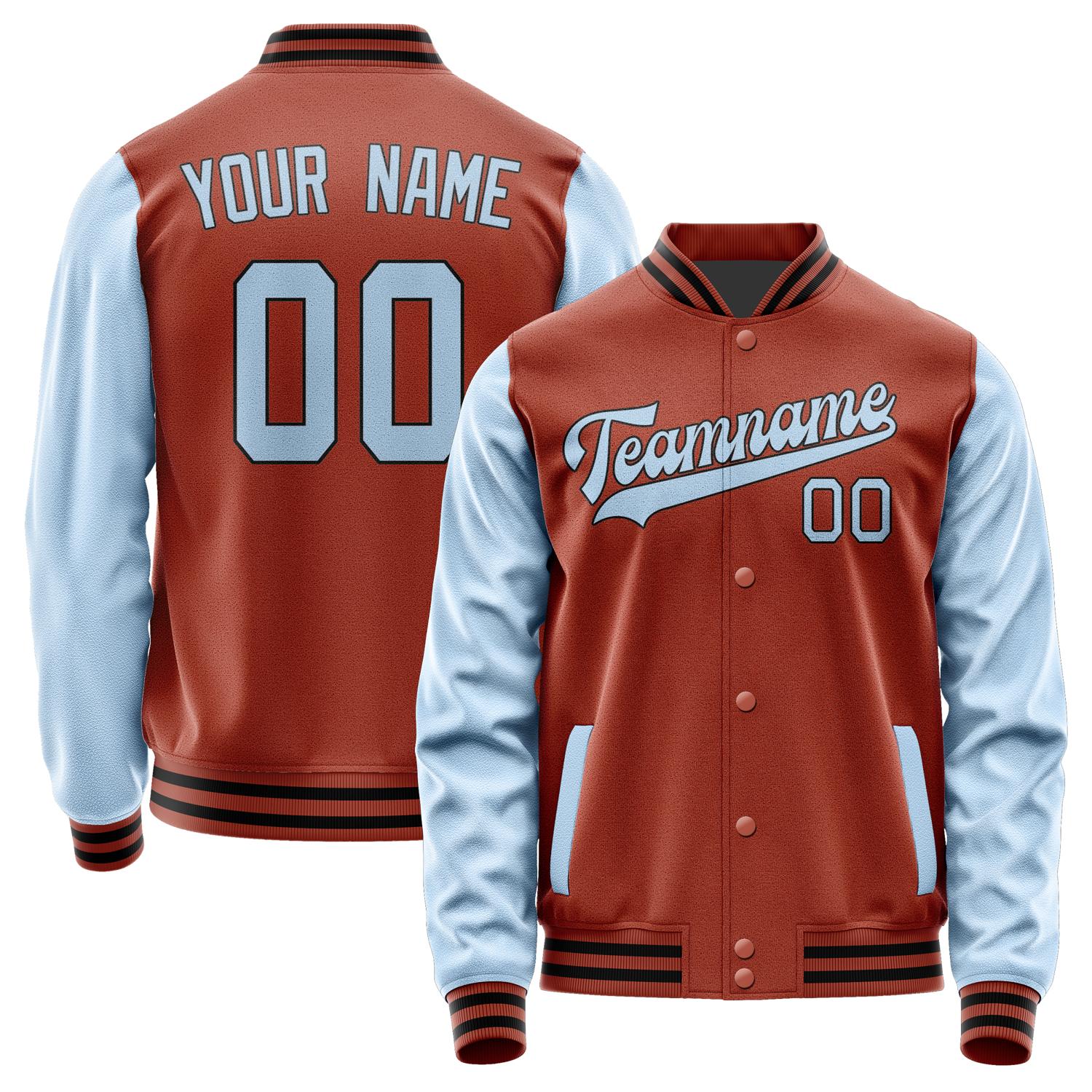 Custom Coral Red Light Blue Jacket JA1616081617B31708