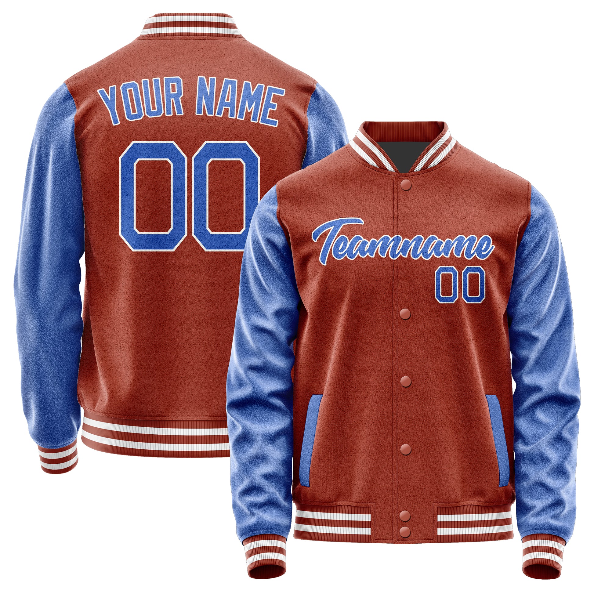 Custom Coral Red Sky Blue Jacket JA1616091618B21809