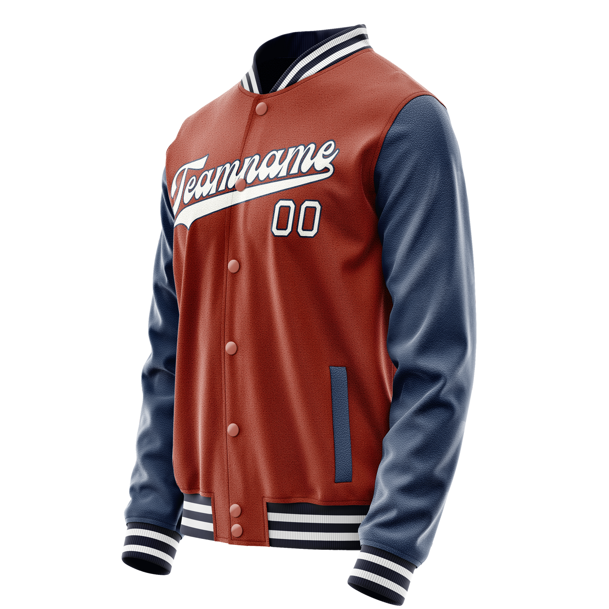 Custom Texas-Orange Navy Solid Color Varsity Letterman Jacket JA02240617JG420