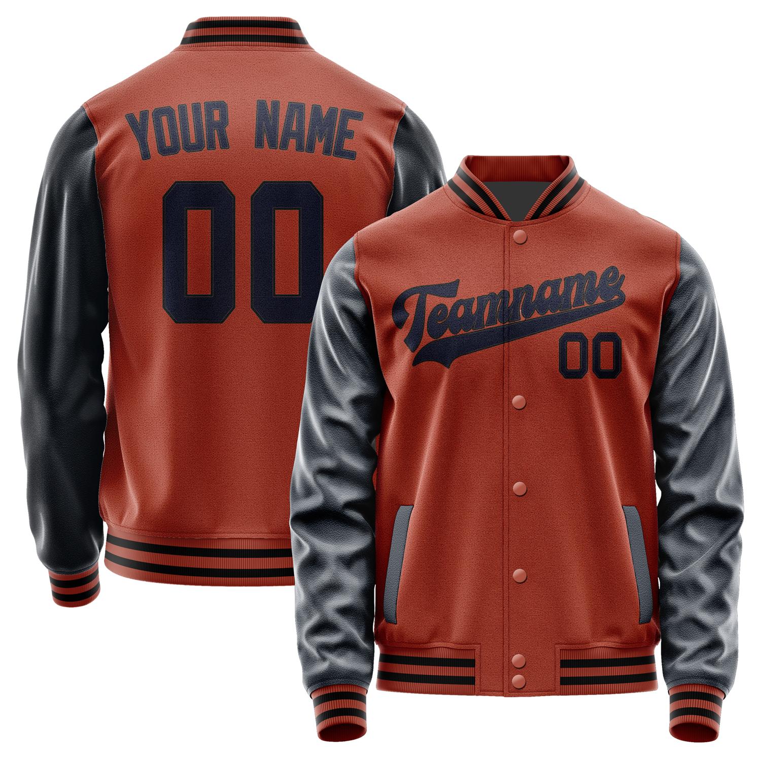 Custom Coral Red Navy Jacket JA1616111617B31711