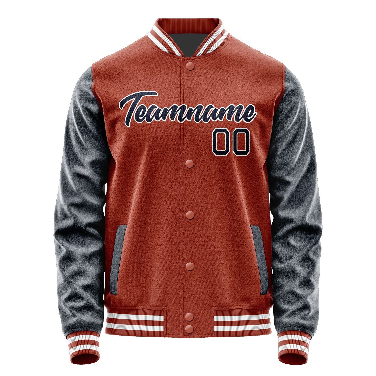 Custom Coral Red Navy Jacket JA1616111618B21811