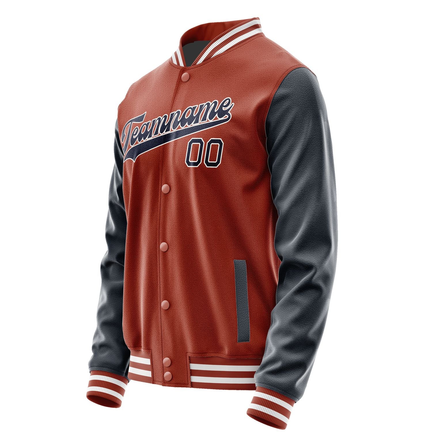 Custom Coral Red Navy Jacket JA1616111618B31811