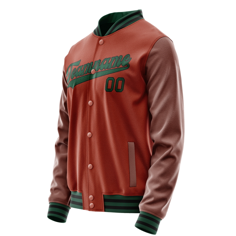 Custom Texas-Orange Teal Solid Color Varsity Letterman Jacket JA02240617JG440
