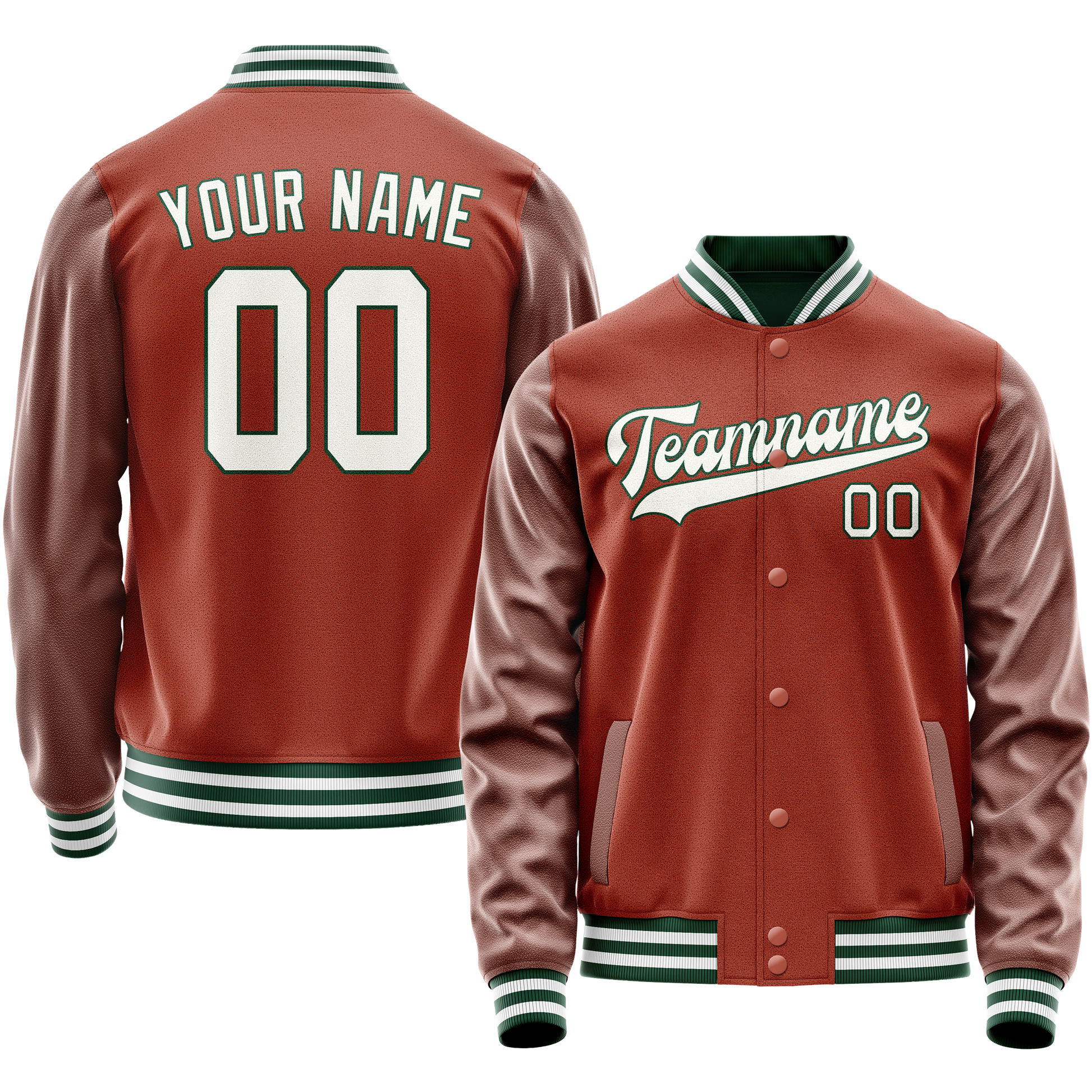 Custom Texas-Orange White Solid Color Varsity Letterman Jacket JA02240617JG424