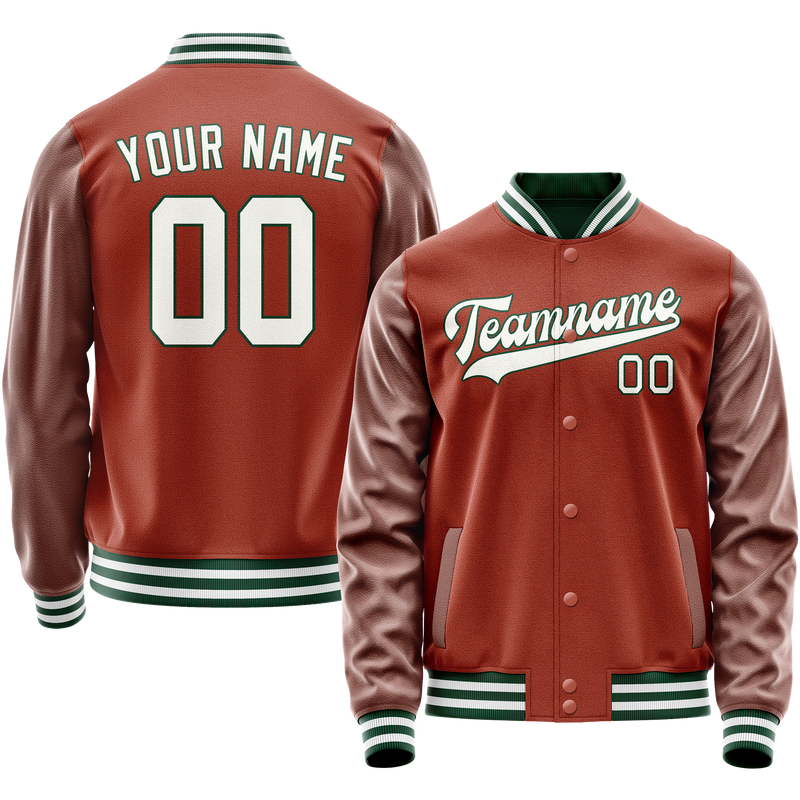 Custom Texas-Orange White Solid Color Varsity Letterman Jacket JA02240617JG424