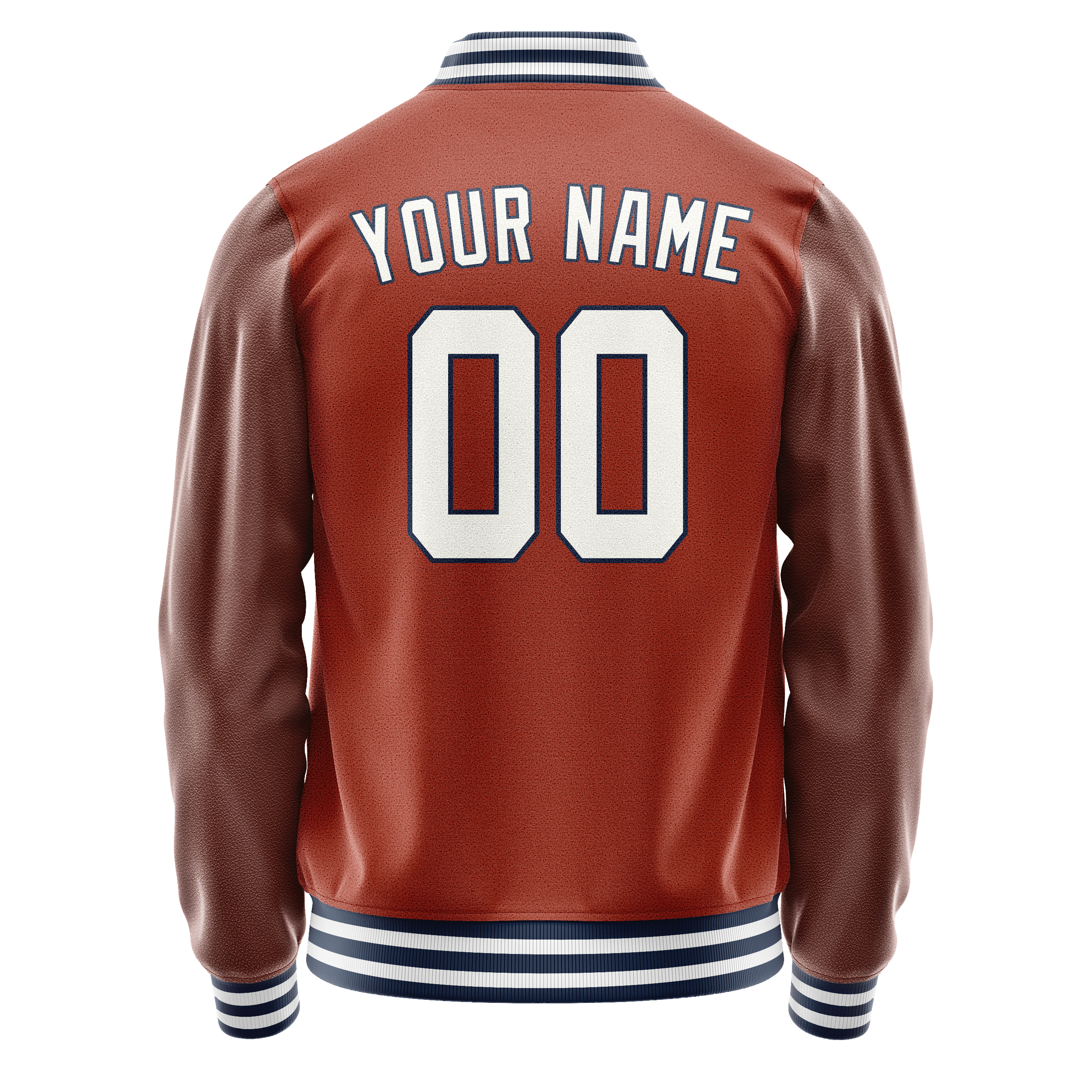 Custom Texas-Orange White Solid Color Varsity Letterman Jacket JA02240617JG438