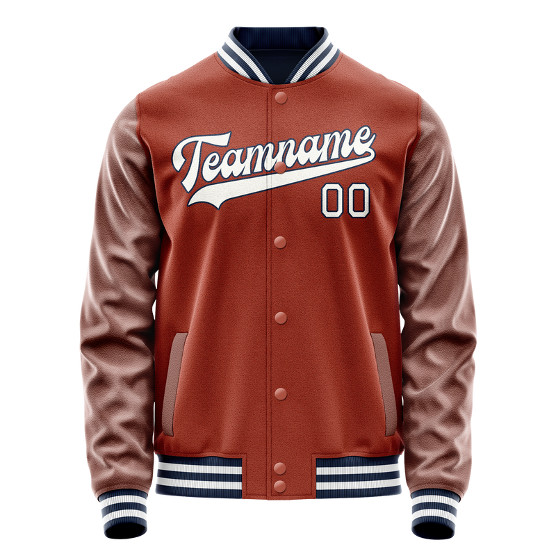 Custom Texas-Orange White Solid Color Varsity Letterman Jacket JA02240617JG438