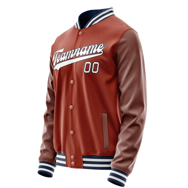 Custom Texas-Orange White Solid Color Varsity Letterman Jacket JA02240617JG438