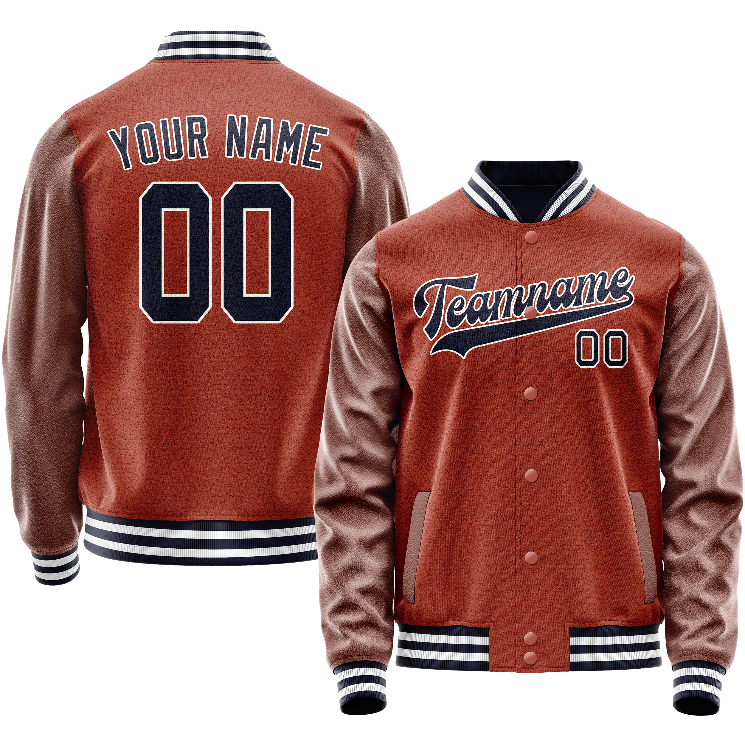 Custom Texas-Orange Navy Solid Color Varsity Letterman Jacket JA02240617JG428