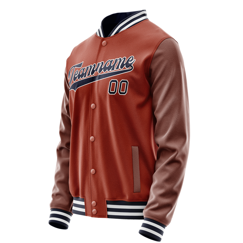 Custom Texas-Orange Navy Solid Color Varsity Letterman Jacket JA02240617JG428