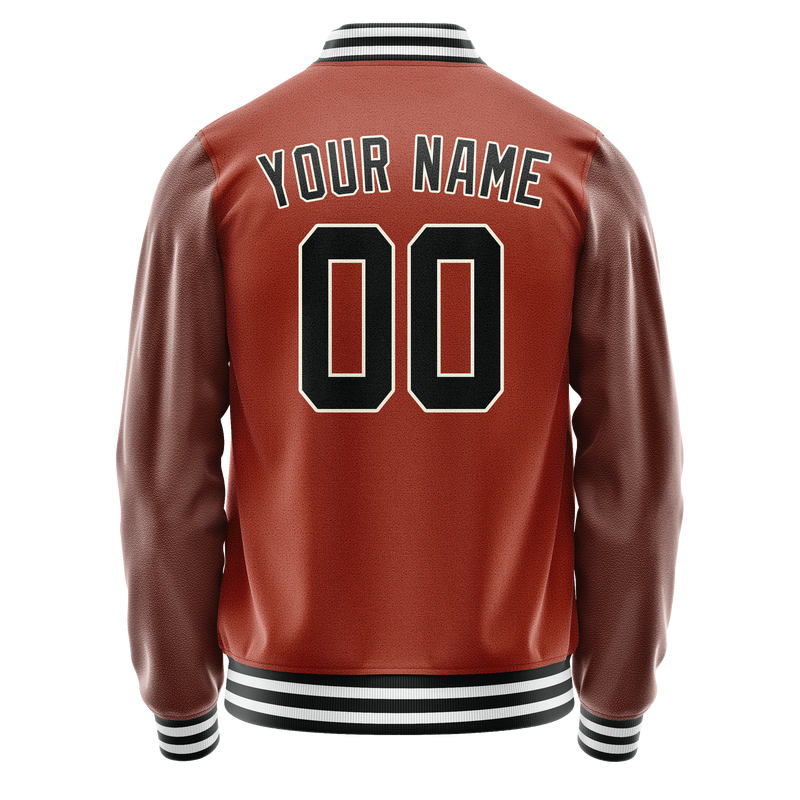 Custom Texas-Orange Black Solid Color Varsity Letterman Jacket JA02240617JG441