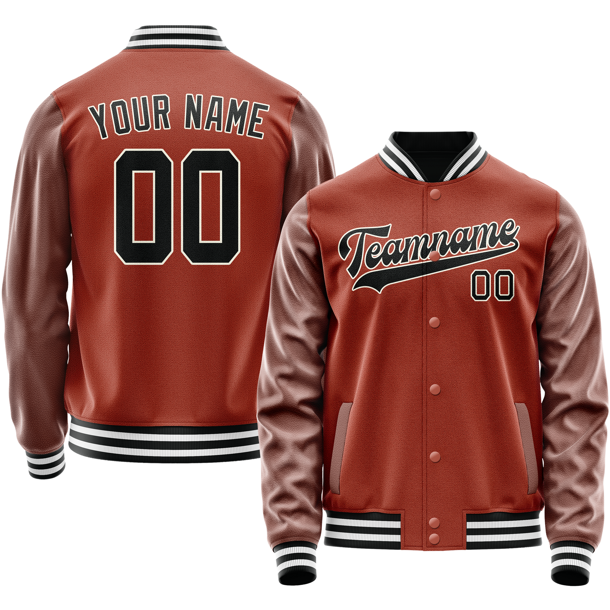 Custom Texas-Orange Black Solid Color Varsity Letterman Jacket JA02240617JG441