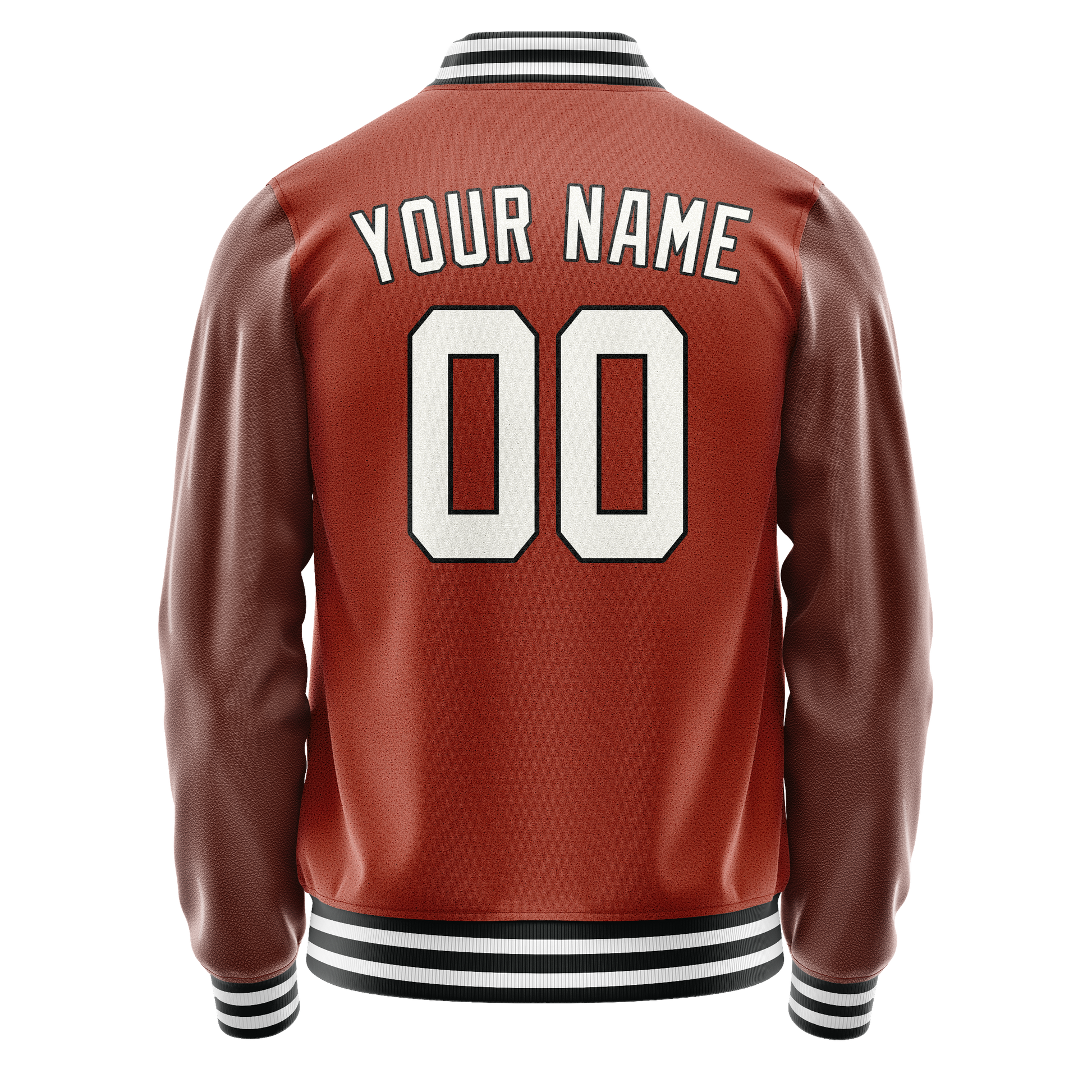 Custom Texas-Orange White Solid Color Varsity Letterman Jacket JA02240617JG436