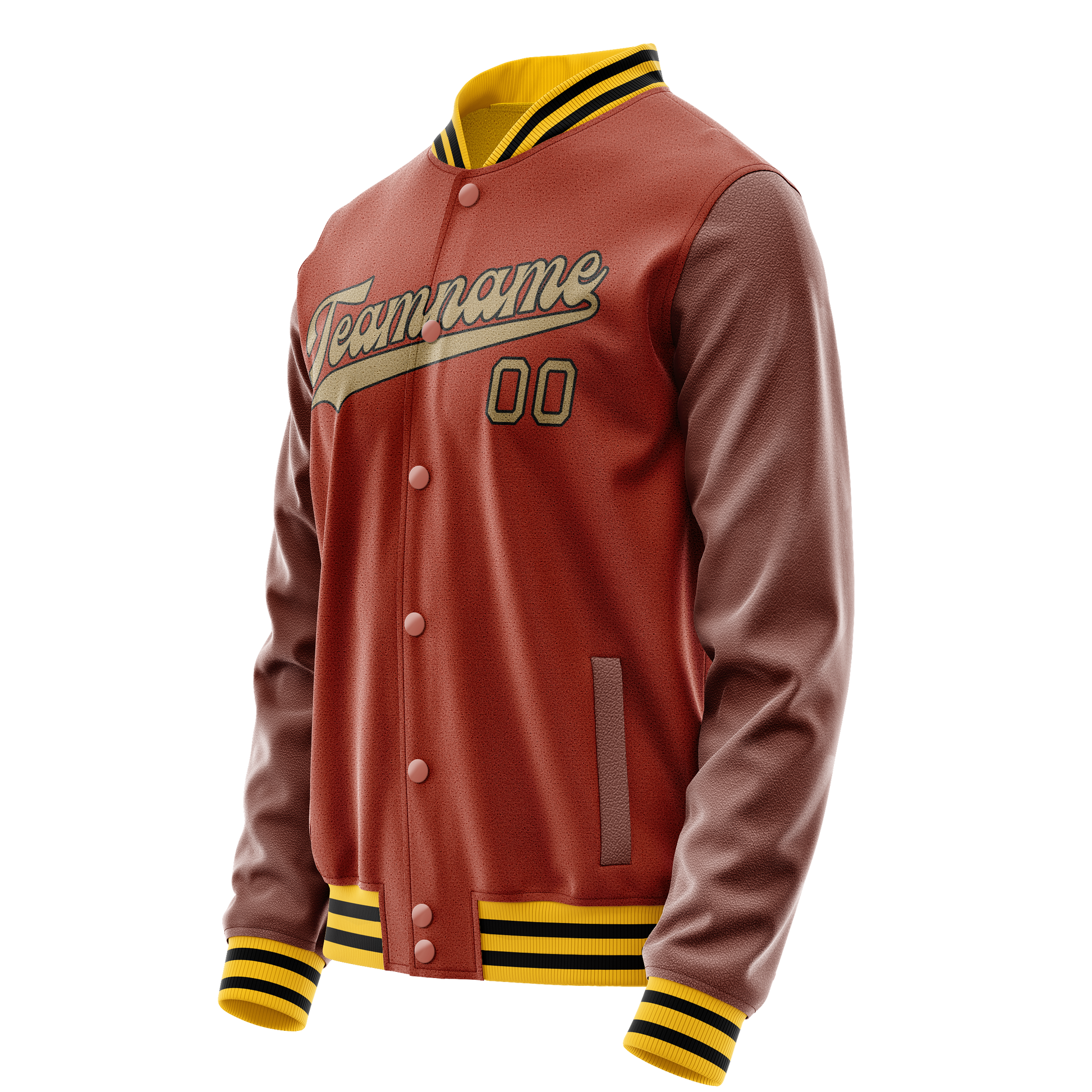 Custom Texas-Orange Old-Gold Solid Color Varsity Letterman Jacket JA02240617JG435