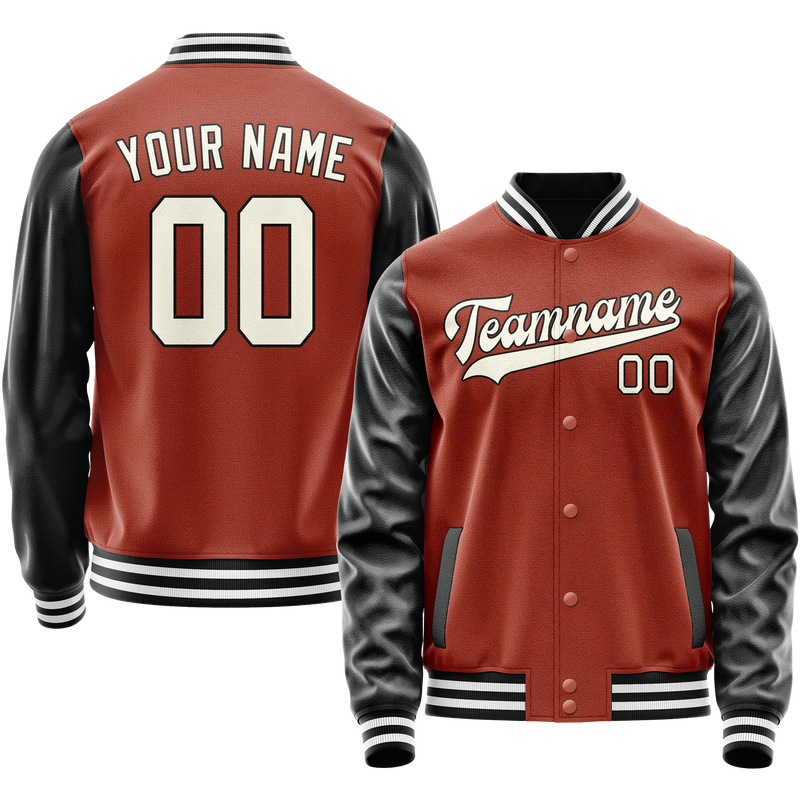 Custom Texas-Orange Black Solid Color Varsity Letterman Jacket JA02240617JG433