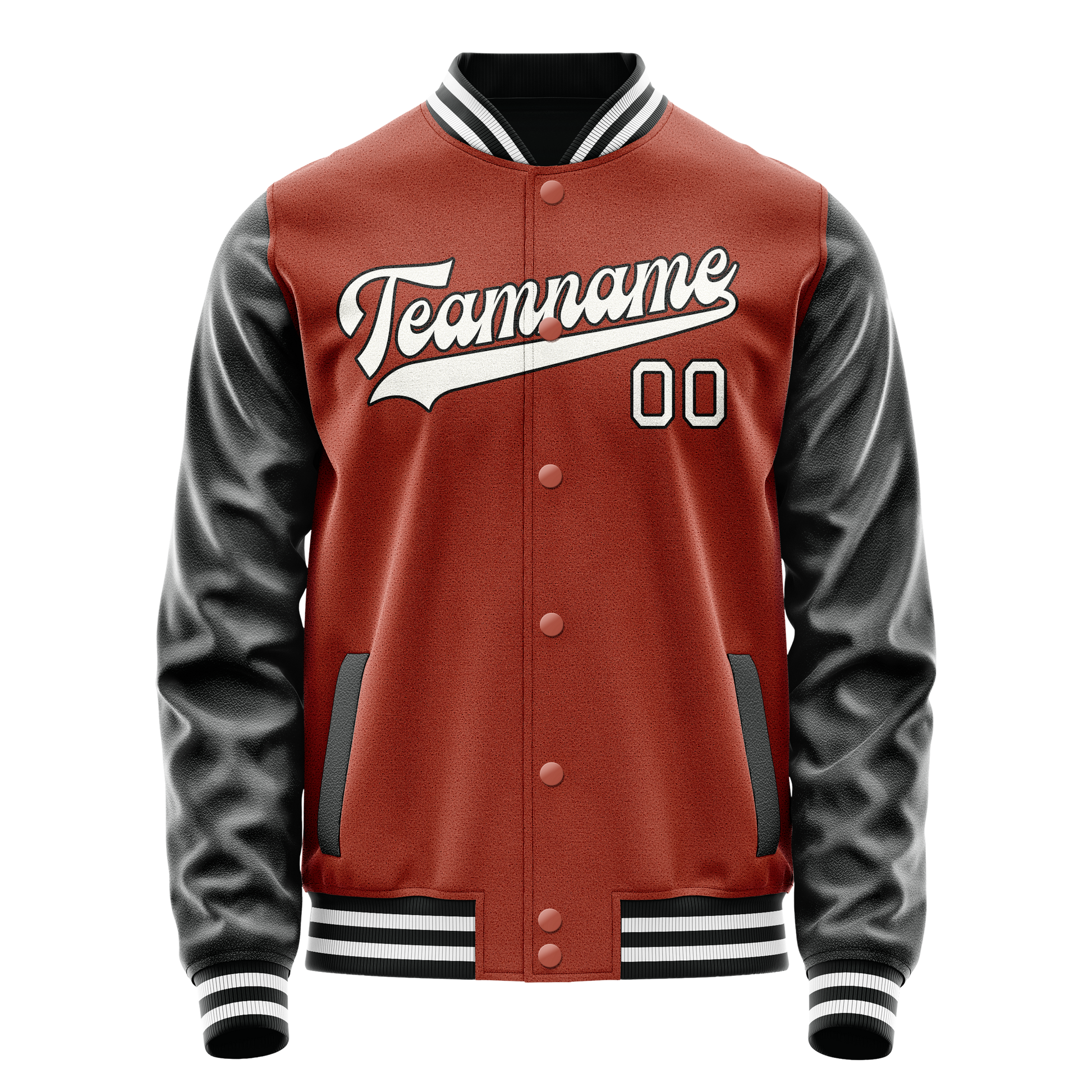 Custom Texas-Orange Black Solid Color Varsity Letterman Jacket JA02240617JG443