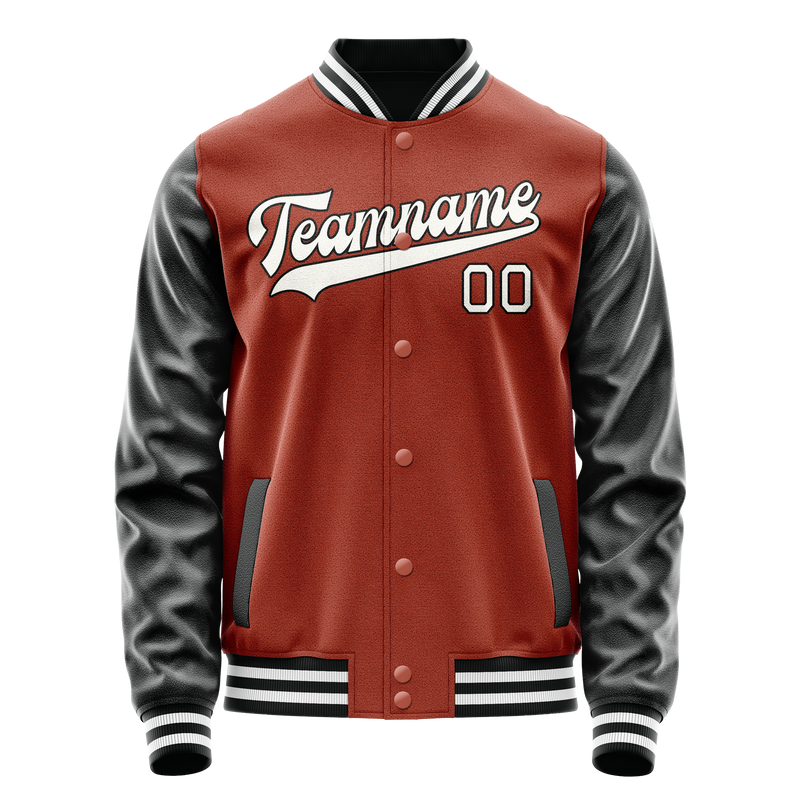 Custom Texas-Orange Black Solid Color Varsity Letterman Jacket JA02240617JG443