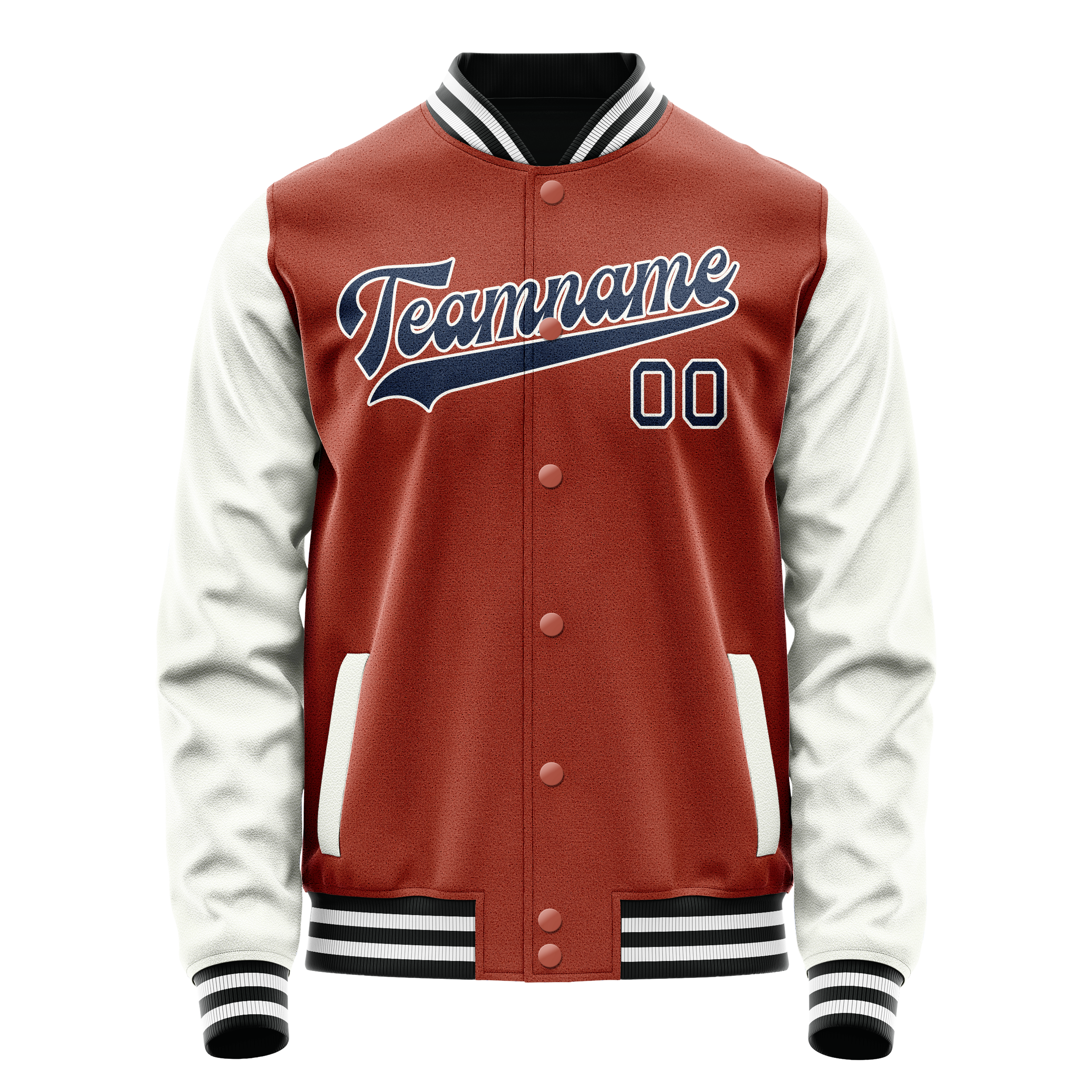 Custom Texas-Orange White Solid Color Varsity Letterman Jacket JA02240617JG426