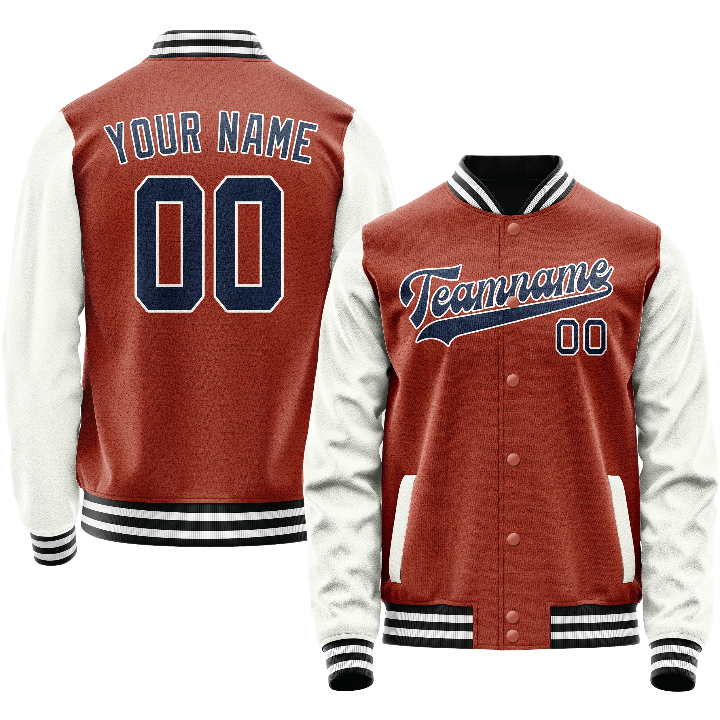 Custom Texas-Orange White Solid Color Varsity Letterman Jacket JA02240617JG426