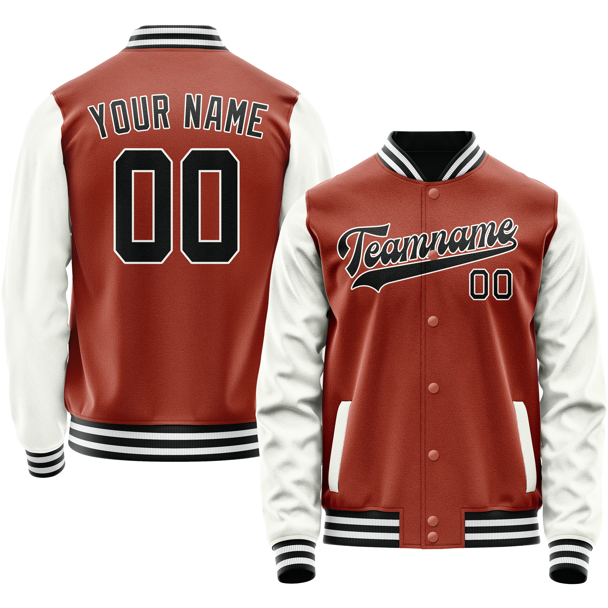 Custom Texas-Orange White Solid Color Varsity Letterman Jacket JA02240617JG425