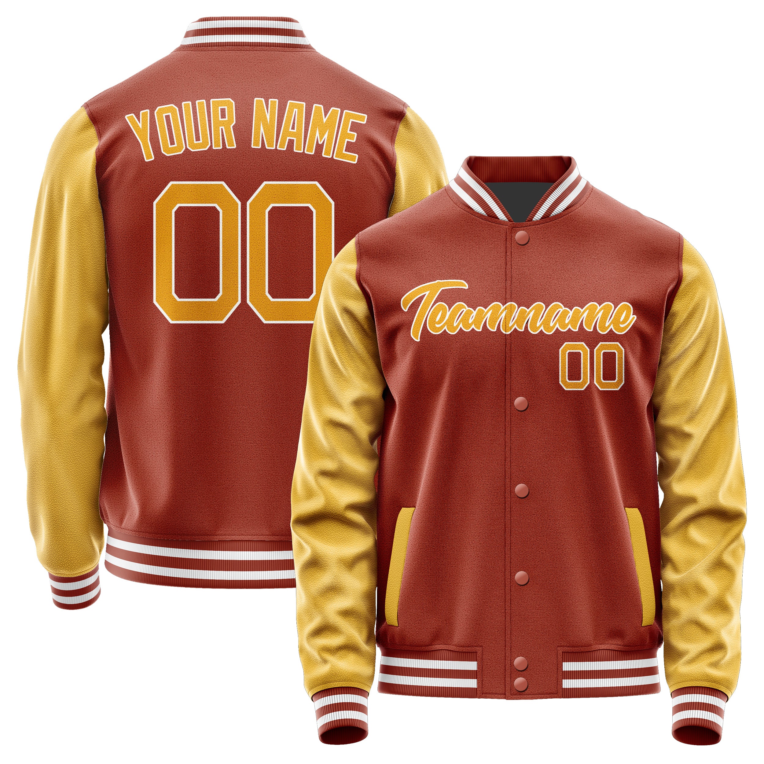 Custom Coral Red Yellow Jacket JA1616191618B21819