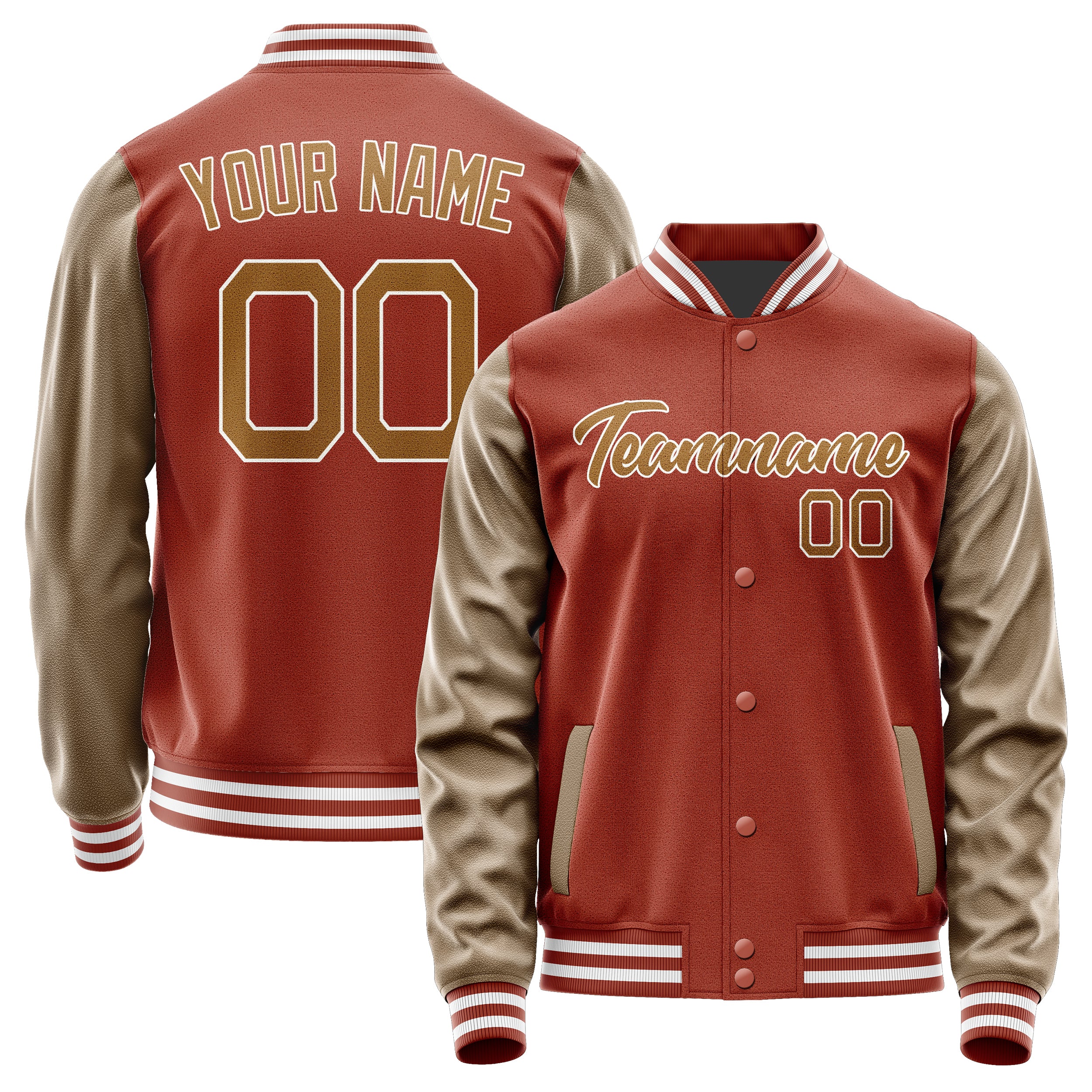Custom Coral Red Khaki Jacket JA1616221618B21822
