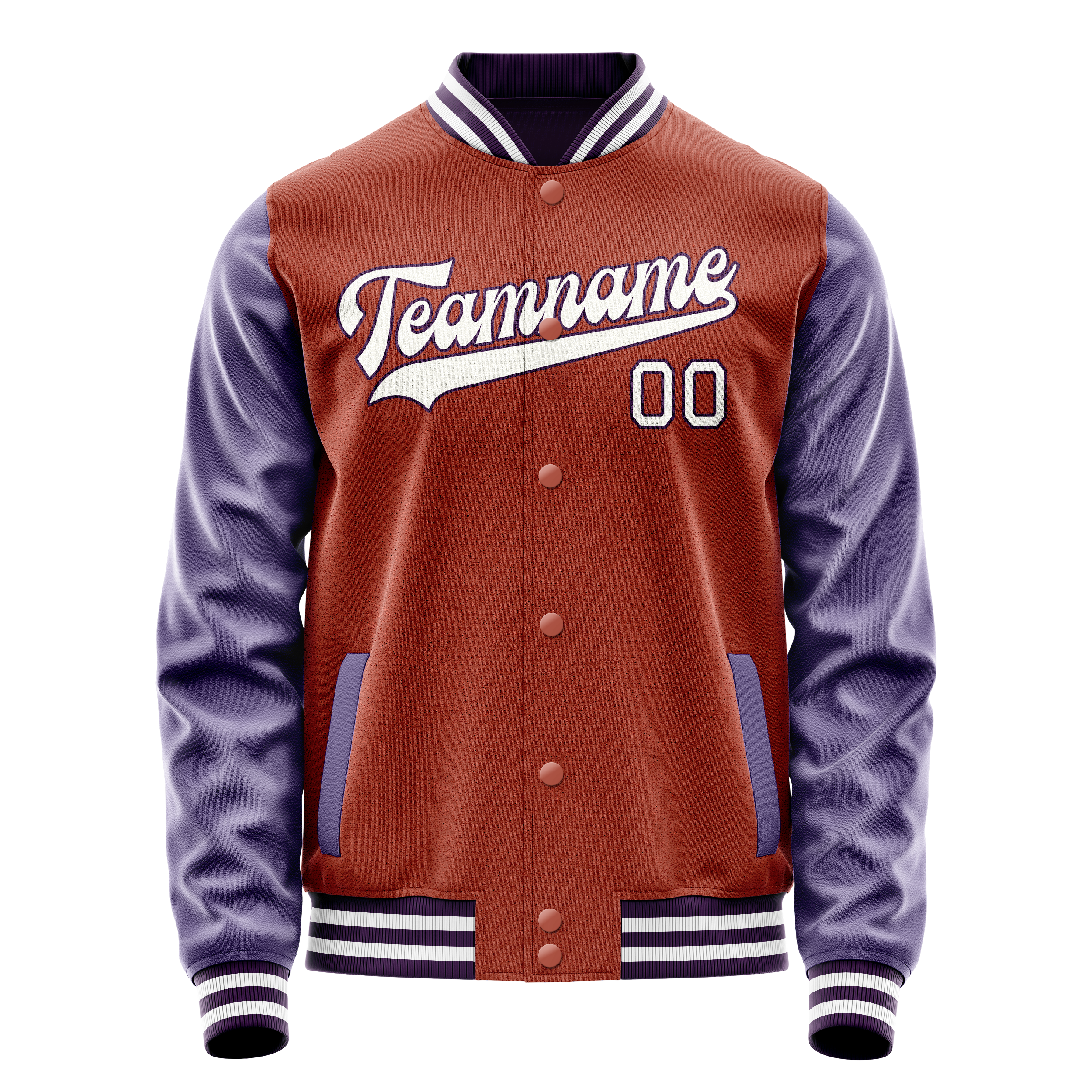 Custom Texas-Orange Purple Solid Color Varsity Letterman Jacket JA02240617JG422