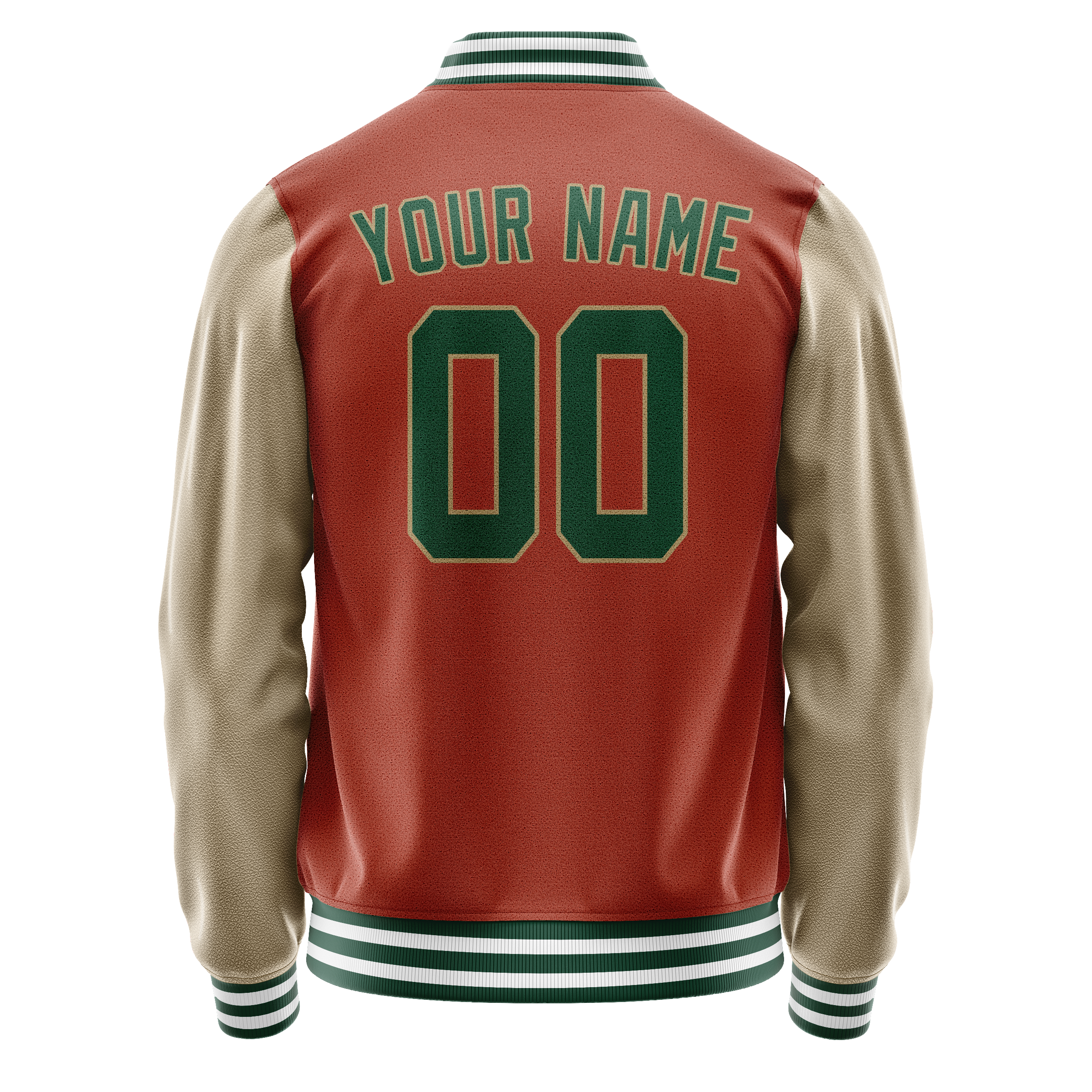 Custom Texas-Orange Cream Solid Color Varsity Letterman Jacket JA02240617JG430