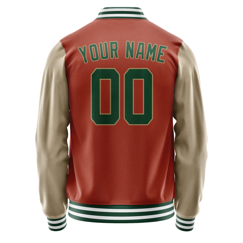 Custom Texas-Orange Cream Solid Color Varsity Letterman Jacket JA02240617JG430