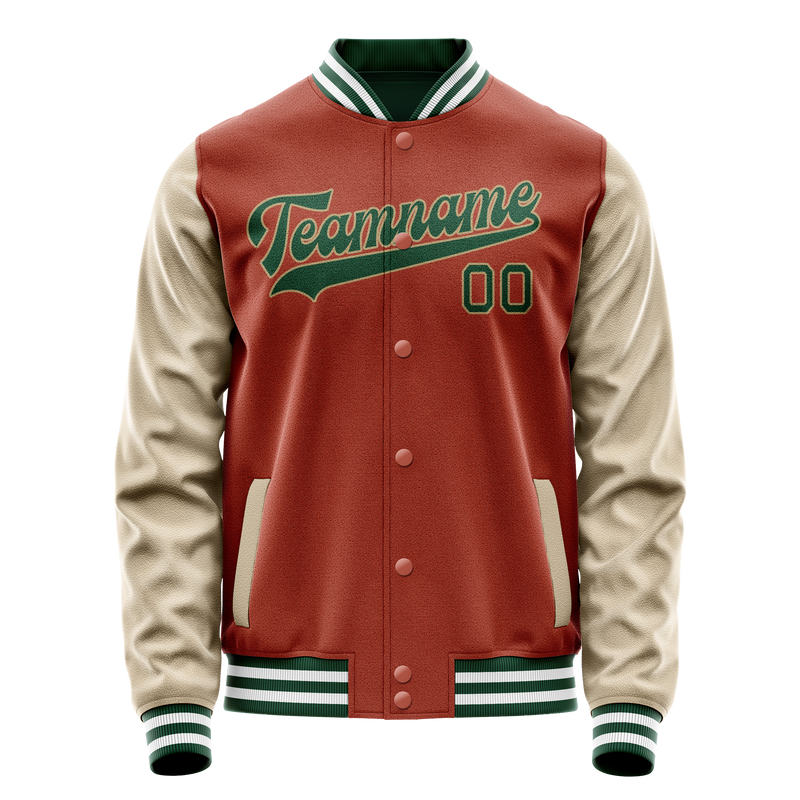 Custom Texas-Orange Cream Solid Color Varsity Letterman Jacket JA02240617JG430