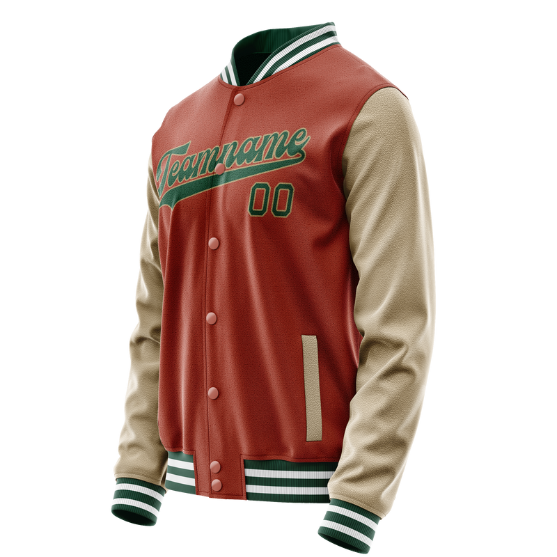 Custom Texas-Orange Cream Solid Color Varsity Letterman Jacket JA02240617JG430