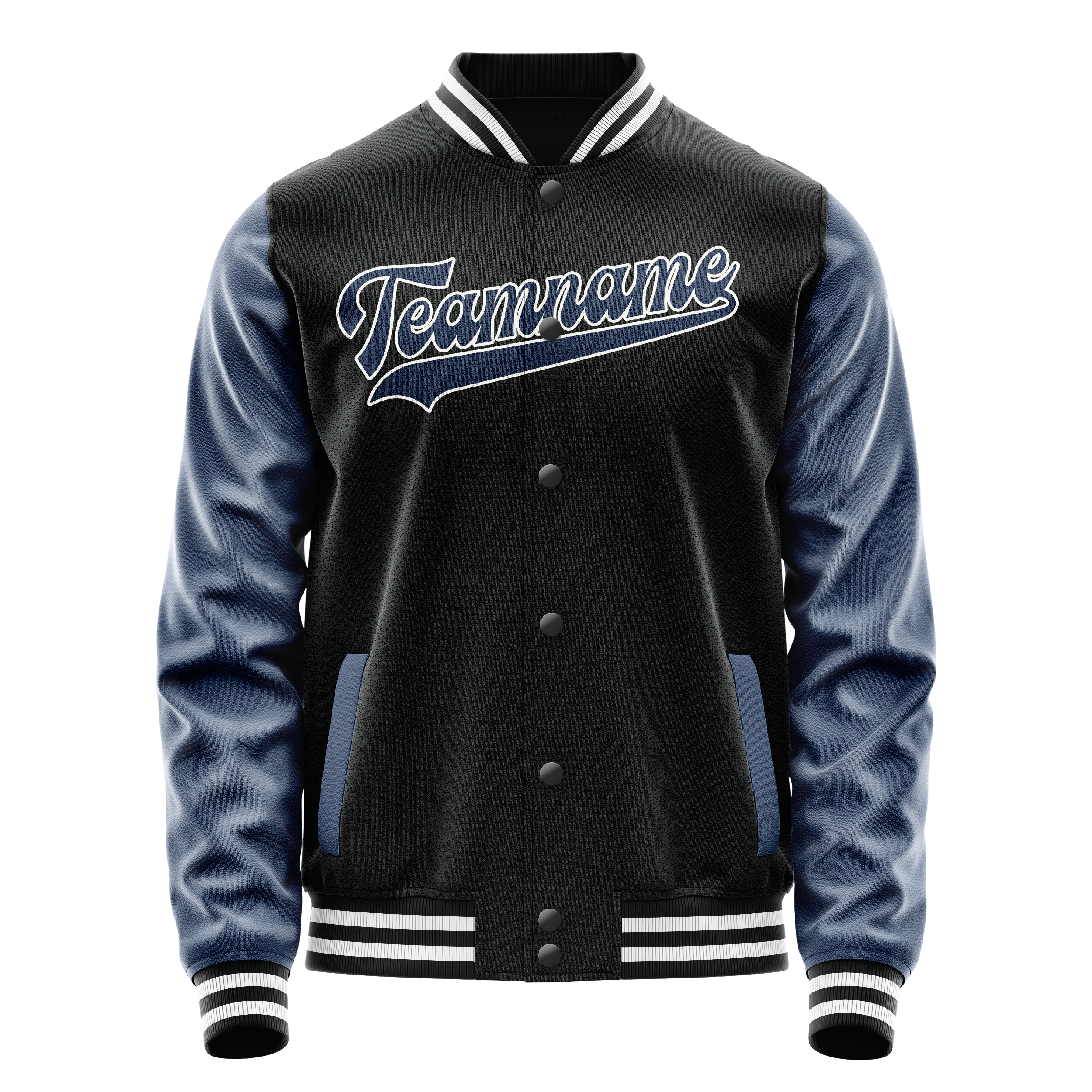 Custom Black Royal Solid Color Varsity Letterman Jacket JA02240617XF010